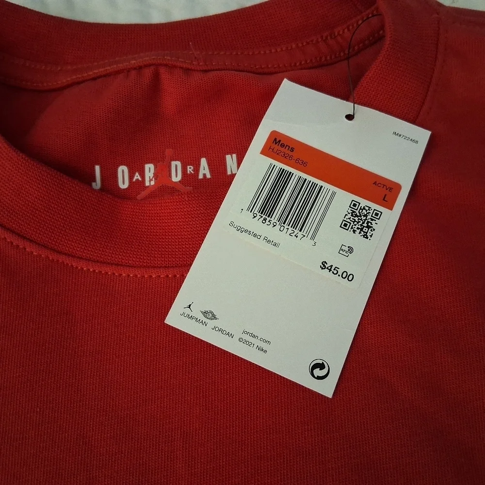 Jordan Red Snap Back Cap with Sneaker  Patch And Matching Shirt Size Large